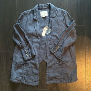 NWT Anthro Blue Linen Blazer Size 4